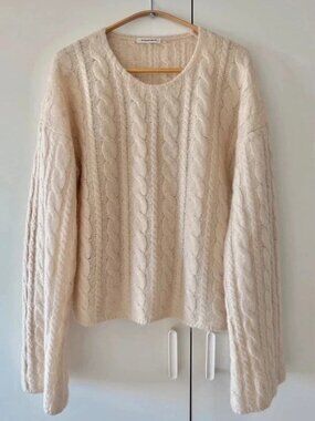 By Malene Birger Cierra Beige Cable Knit Sweater Size S